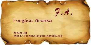Forgács Aranka névjegykártya